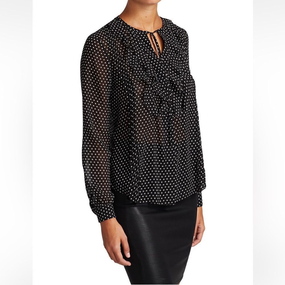 L’agence Tabitha Spade Print Ruffled Blouse Size XS